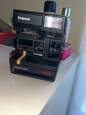 Polaroid Supercolor 635CL Instant Camera - Black with Rainbow Stripe